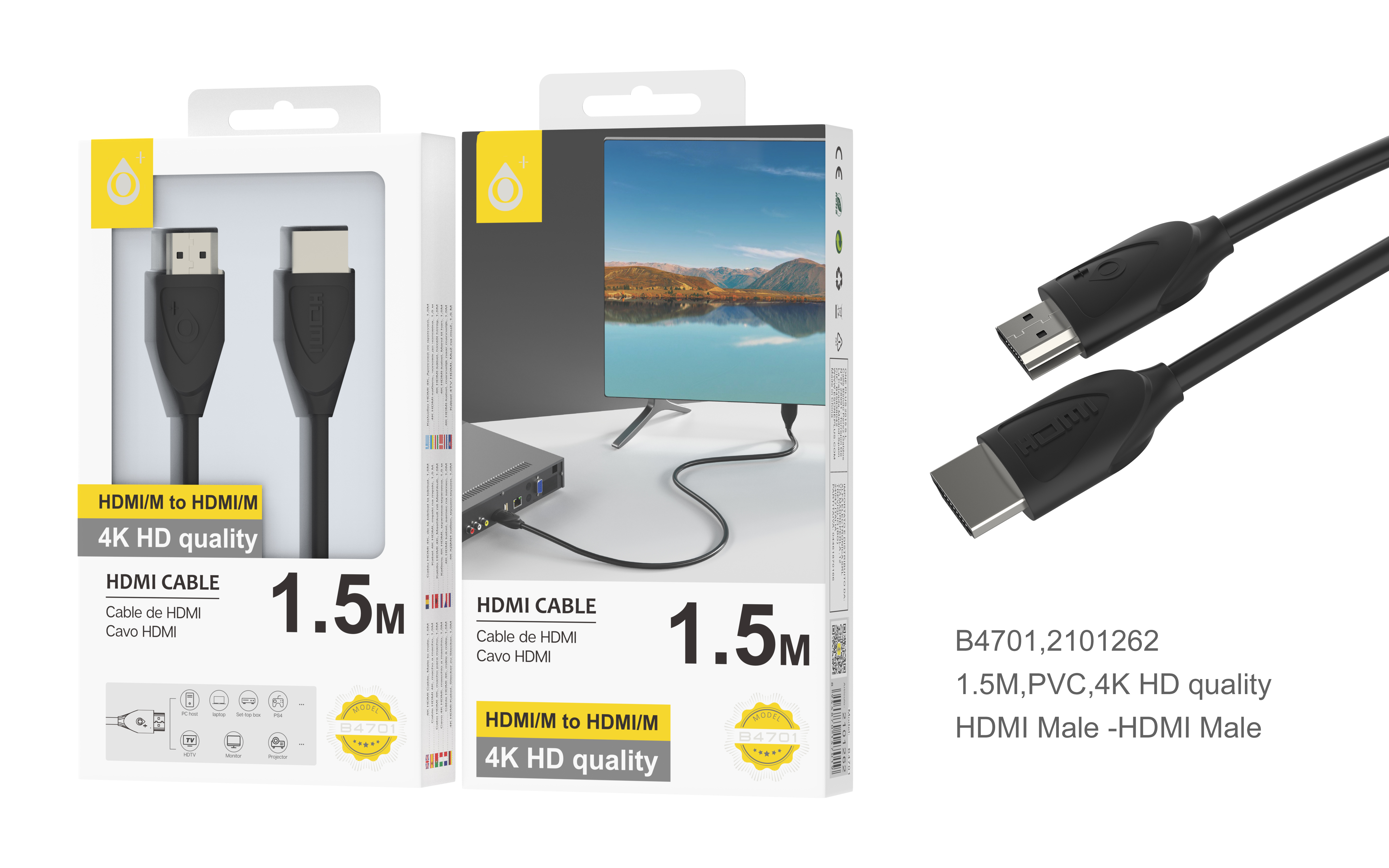CABLE HDMI 4K 1.5M NEGRO B4701