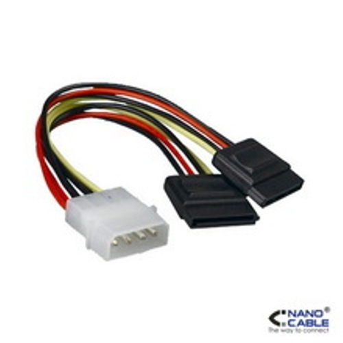 CABLE SATA ALIMENTACION, 5.25"(MOLEX 4PIN)/M-2xSATA/H, 30 CM