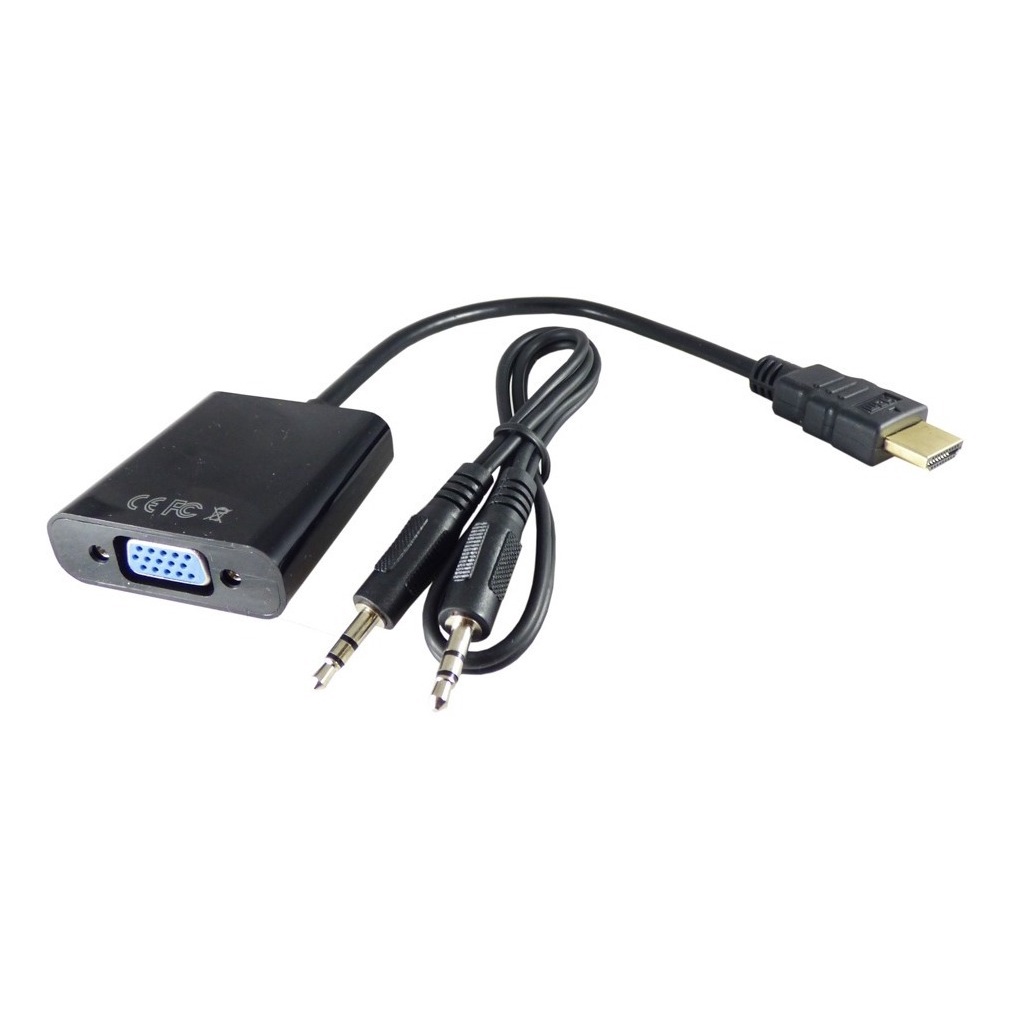 Cable adaptador HDMI a VGA + audio negro / a-HDMI-VGA-03