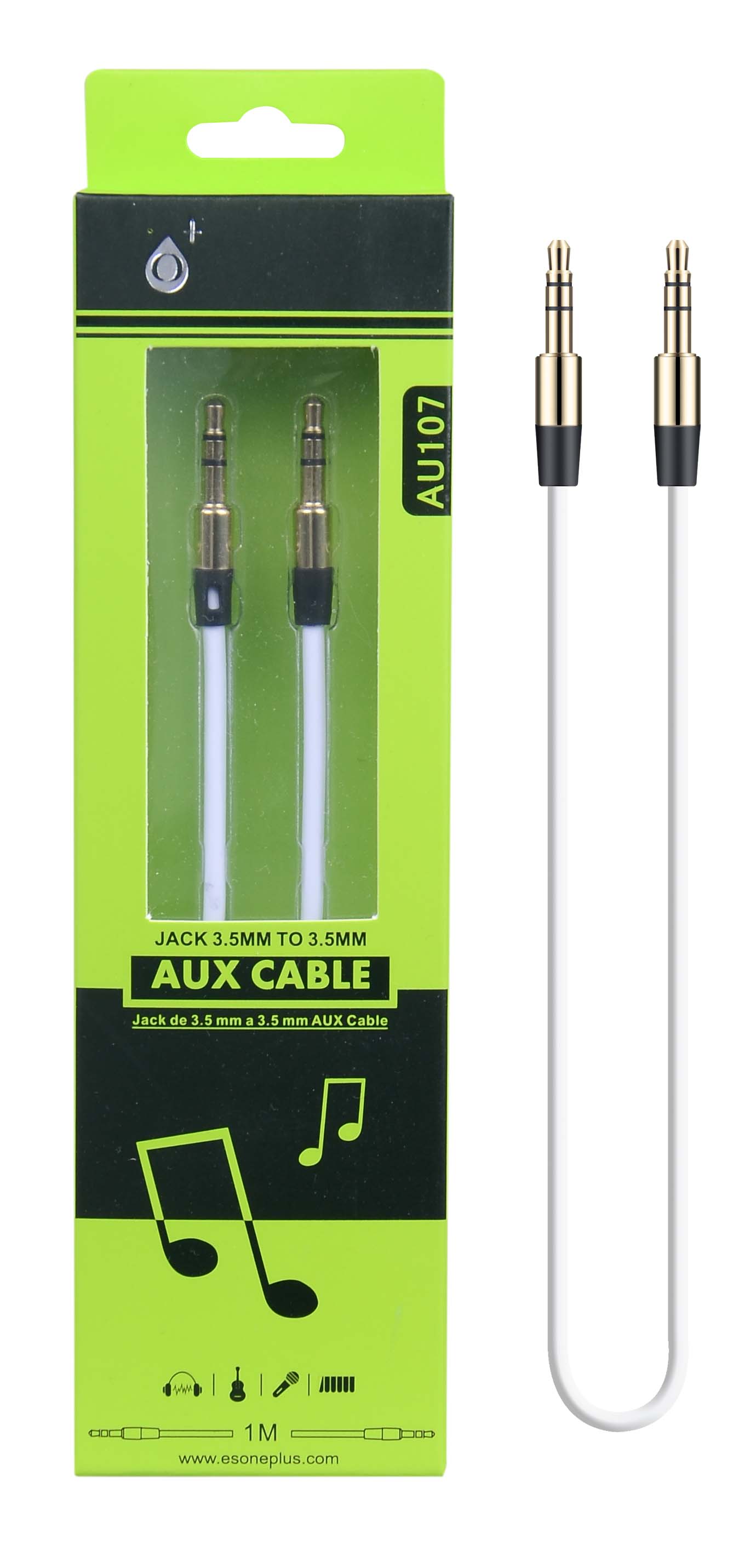 Cable audio Jack 3.5mm AU107 1M - Blanco