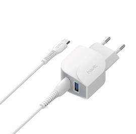 Cargador DUAL USB con cable iPhone 7 2.1A HV-ST806 Blanco