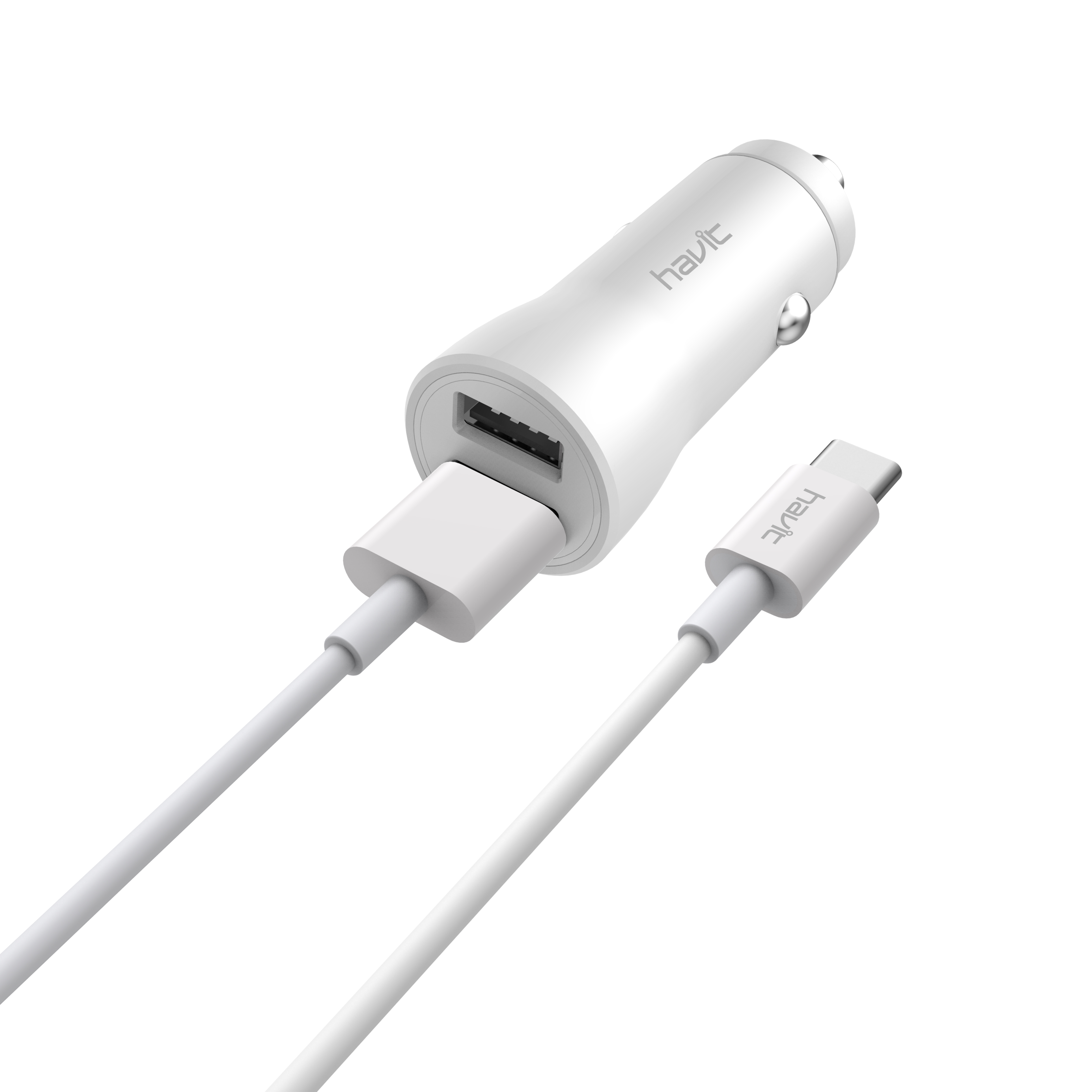 Cargador de Mechero Tipo C Dual USB 2,4A Blanco ST849