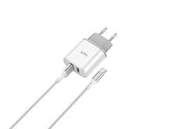 Cargador dual USB 2.1A Con Cable Tipo C de Nylon HV-ST823 Blanco