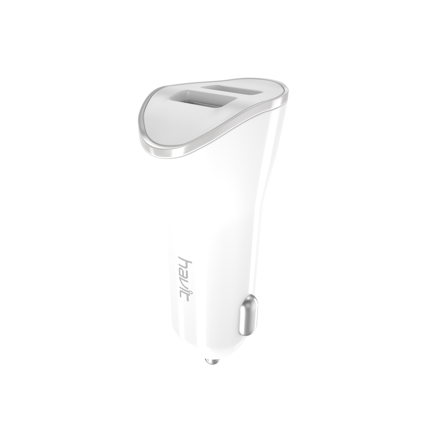 Cargador mechero DUAL USB 2.1A HV-CC8813 Blanco/Gris