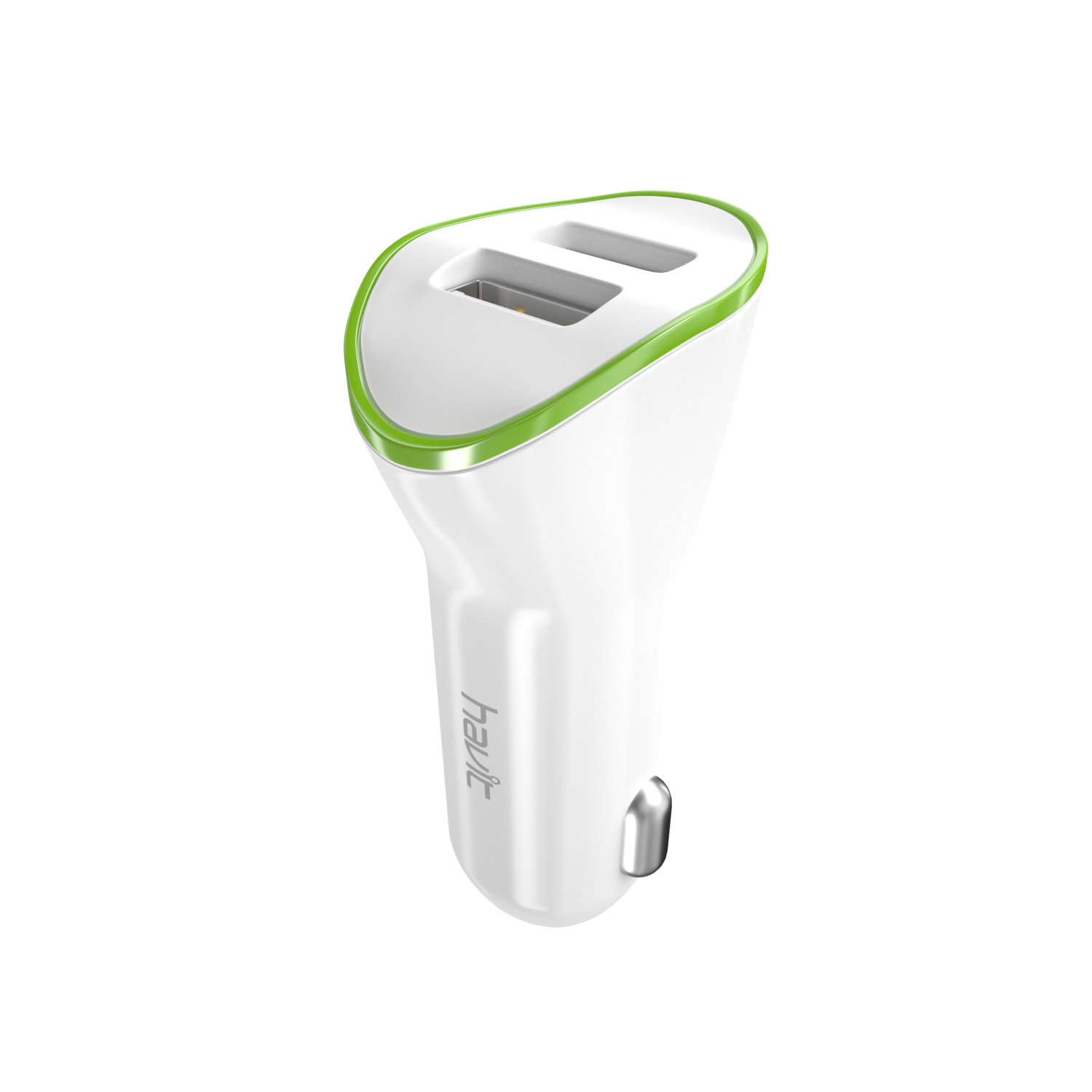 Cargador mechero DUAL USB 2.1A HV-CC8813 Blanco/Verde