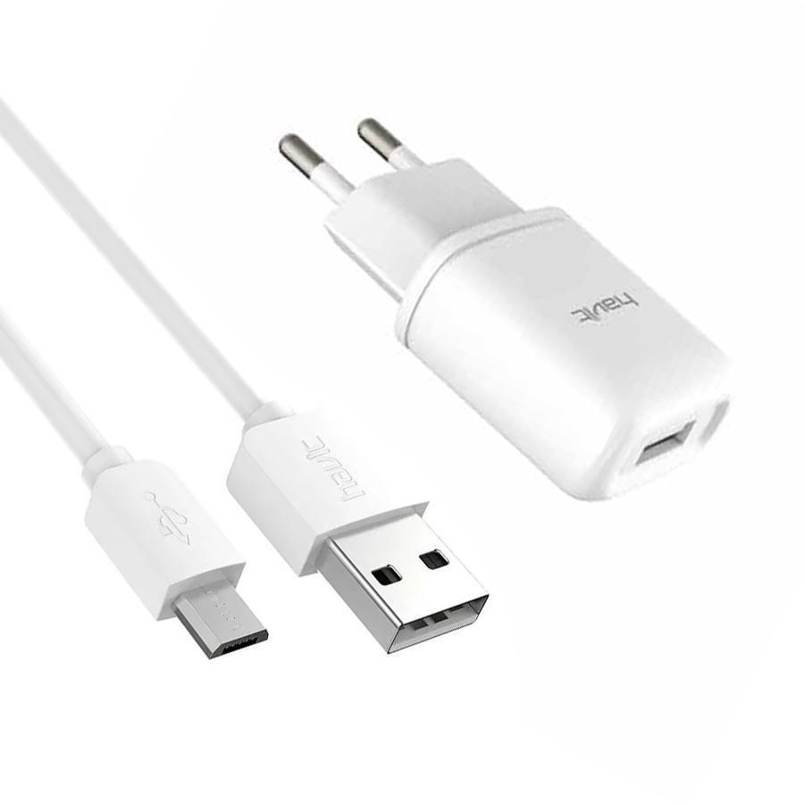 HV-ST809 Blanco Cargador de 1 USB con cable Micro USB 2.1A