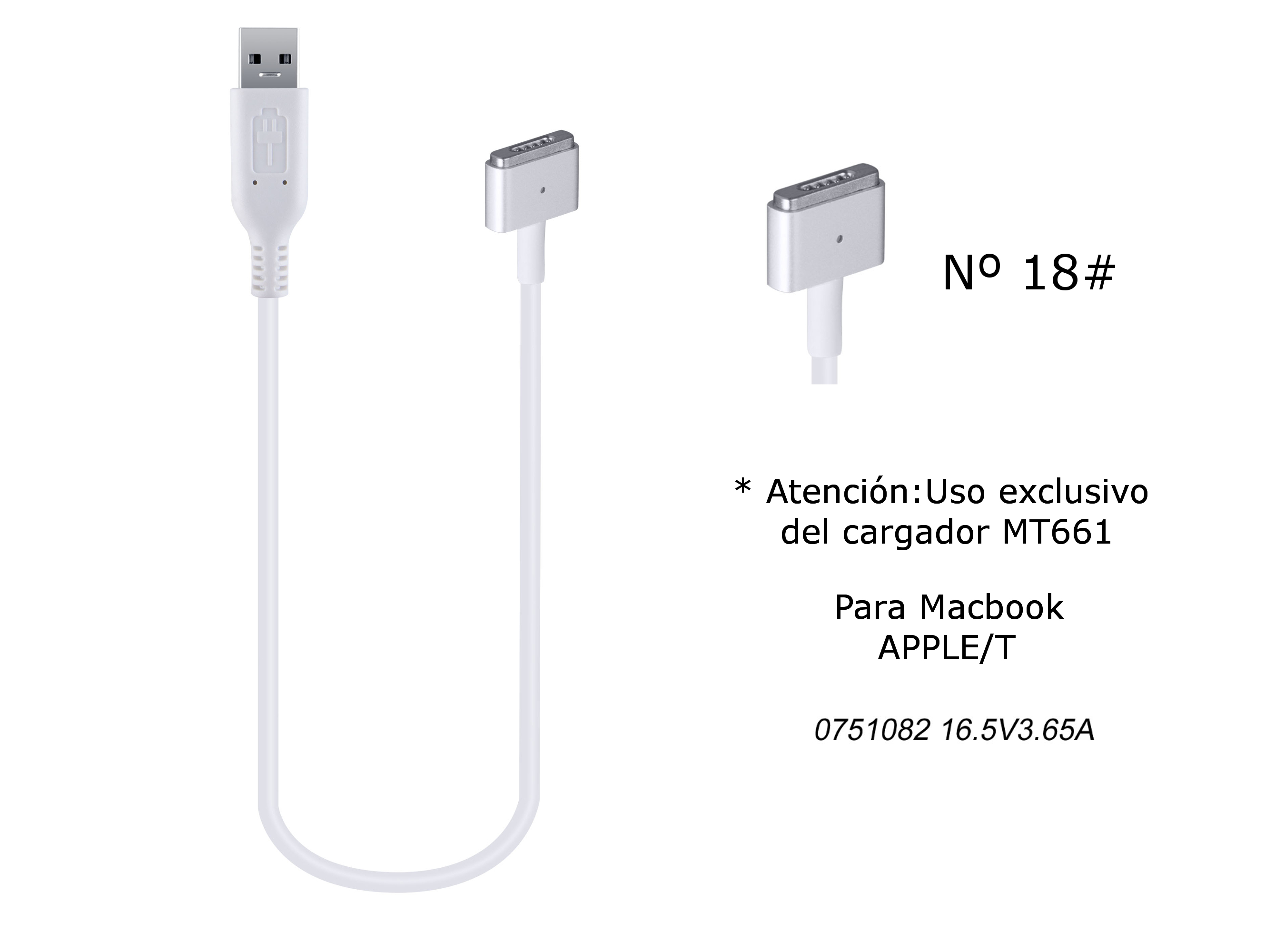 MT663 Cable de Cargador Portatil Nº 18# para Apple, 16,5V / 3,65A, APPLE