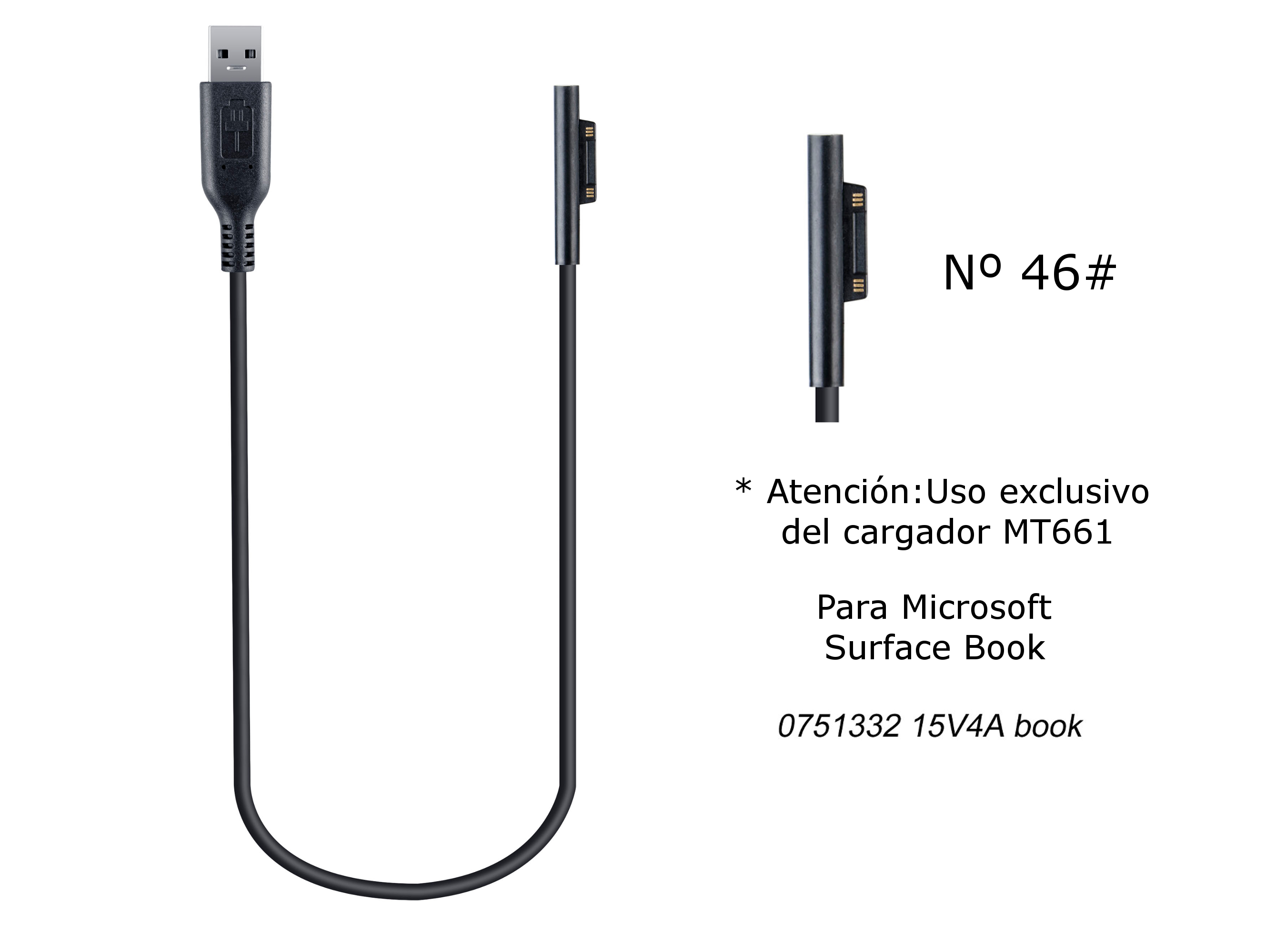 MT688 Cable de Cargador Portatil Nº 46# para Microsoft, 15V / 4A