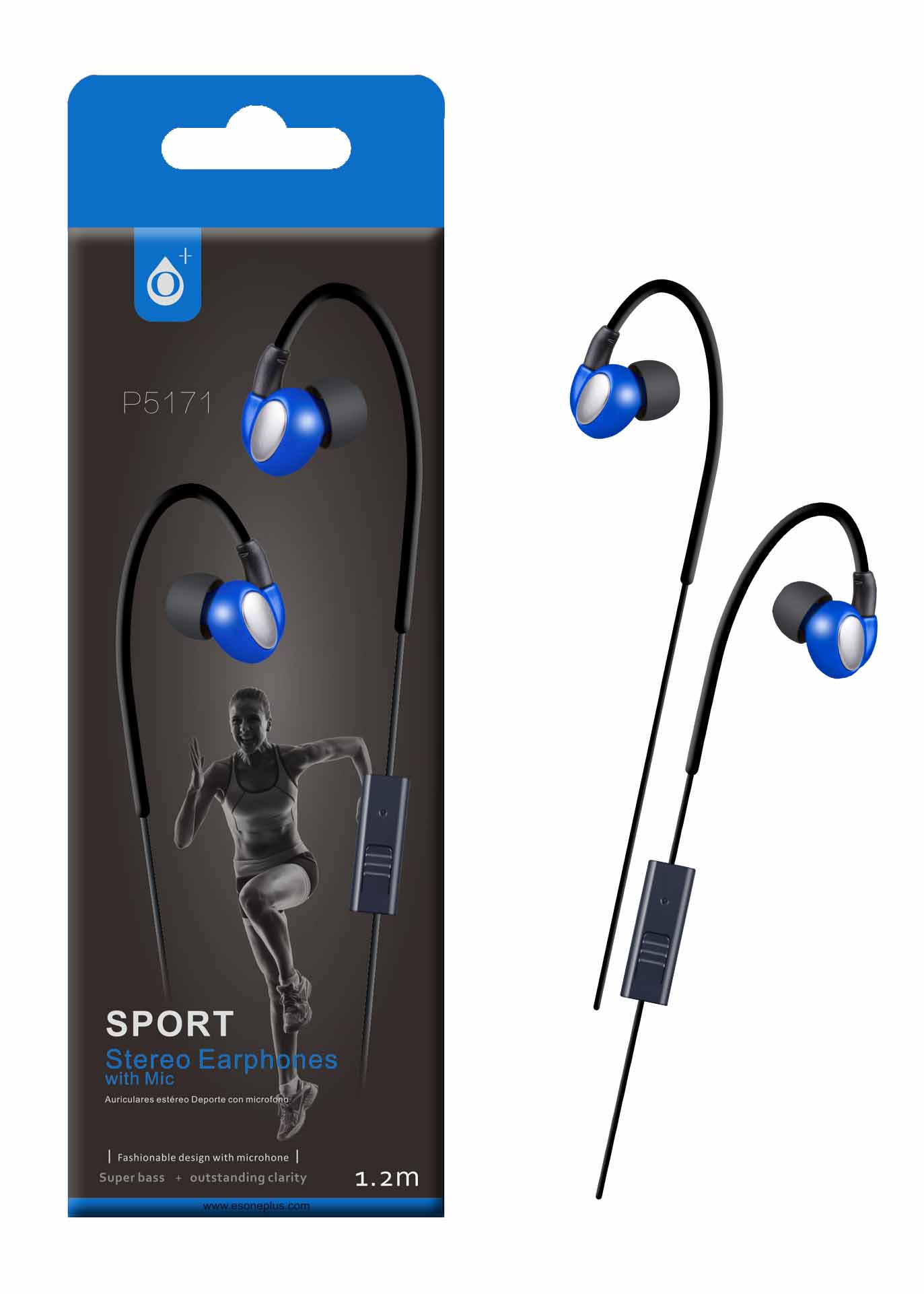 P5171 AZ Auriculares Sport Hunter con Microfono - Azul