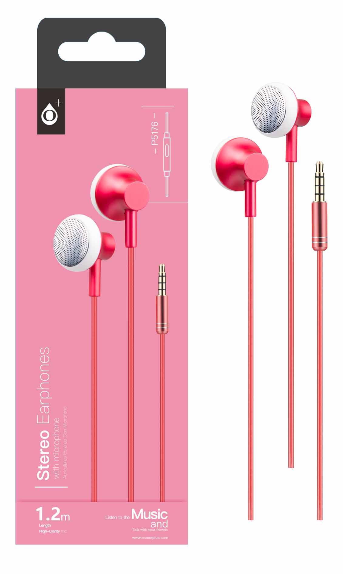 P5176 RJ Auriculares Metal Pocky con Microfono - Rojo