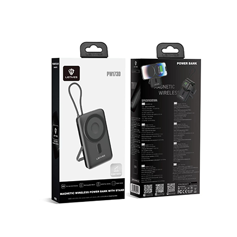 PW173D Bateria Externa 3EN1 10000MAH Con Carga Rápida Y Carga por Inducción Magsafe