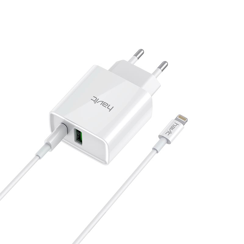 ST907 Kit de Carga Rápida PD 20W TIPO-C + USB QC3.0 Con Cable TIPO C a Lightning BLANCO
